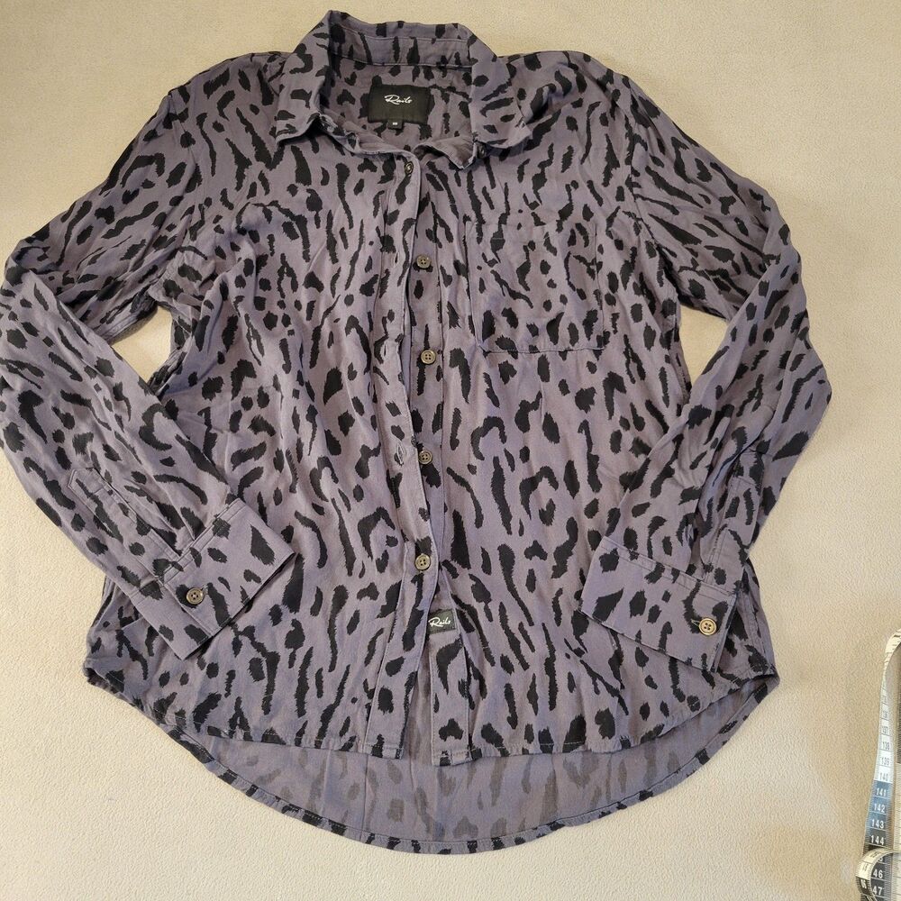 RAILS Ash Animal Print Gray Black Button Down Shirt Size Xs